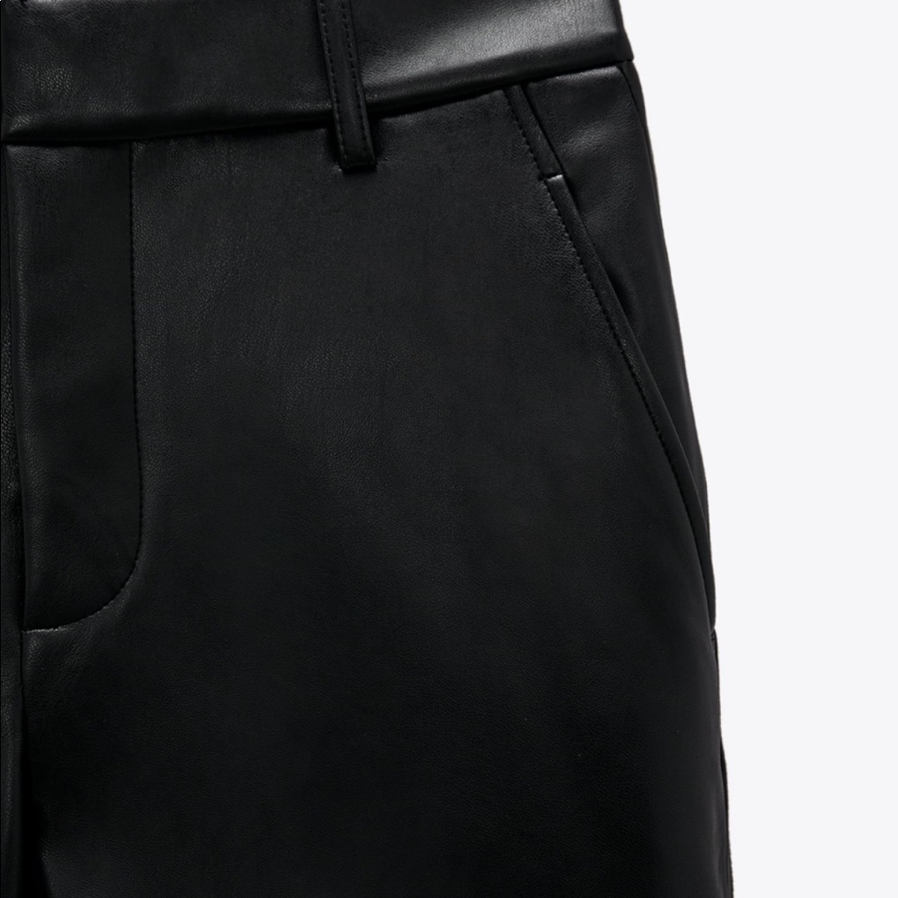 New Zara Faux Leather Pants Black - Picture 10 of 13